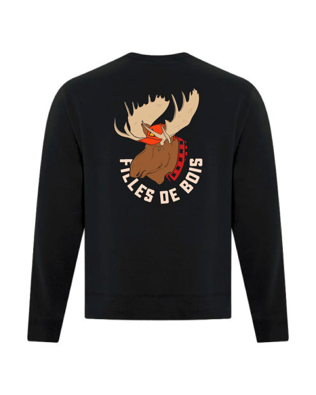 Crewneck noir - Filles de bois - Orignal