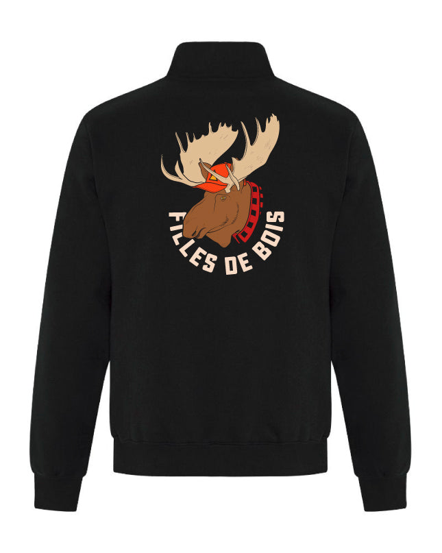 Crewneck à zip noir - Filles de bois - Orignal