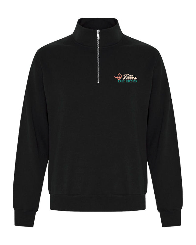 Crewneck à zip noir - Filles de bois - Orignal