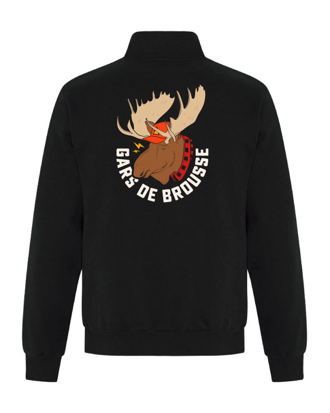 Crewneck à zip noir - Gars de brousse - Orignal