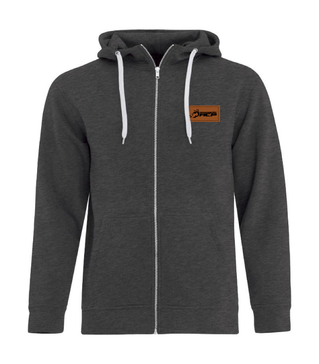 Hoodie à zip homme - ACP - Écusson Brun