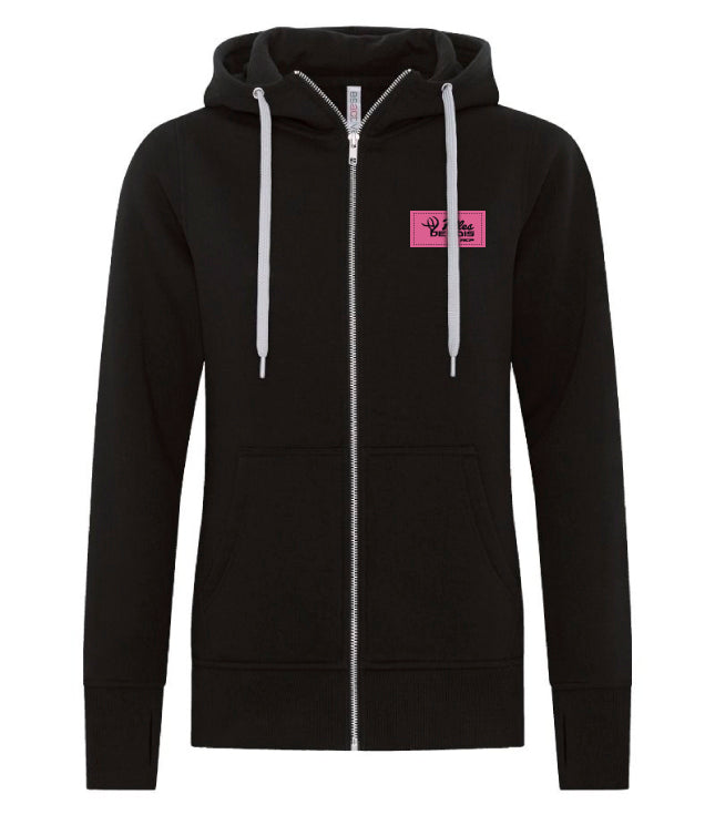 Hoodie à zip femme - Filles de bois - Écusson Rose