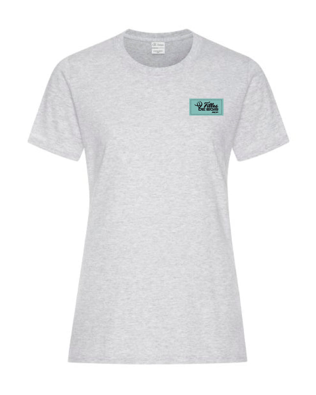 T-Shirt Filles de bois à écusson bleu