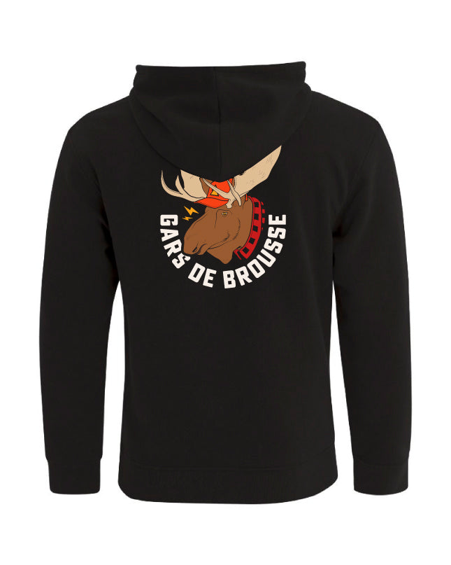 Hoodie à zip noir - Gars de brousse - Orignal