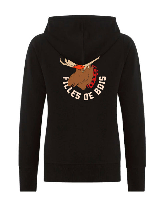 Hoodie à zip noir - Filles de bois - Orignal