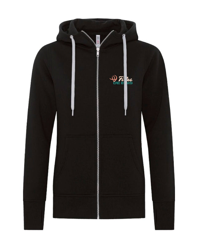 Hoodie à zip noir - Filles de bois - Orignal
