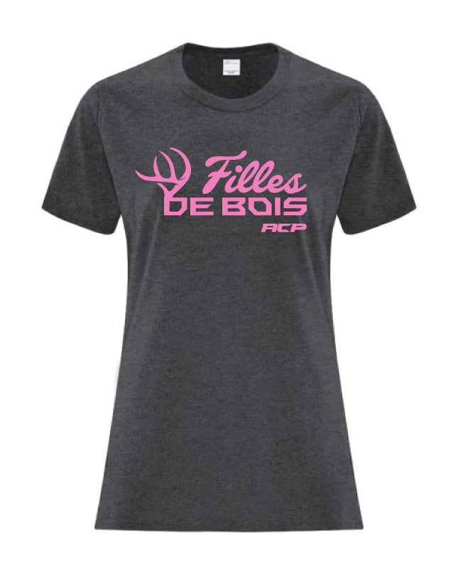 T-Shirt Filles de bois imprimé Rose au centre