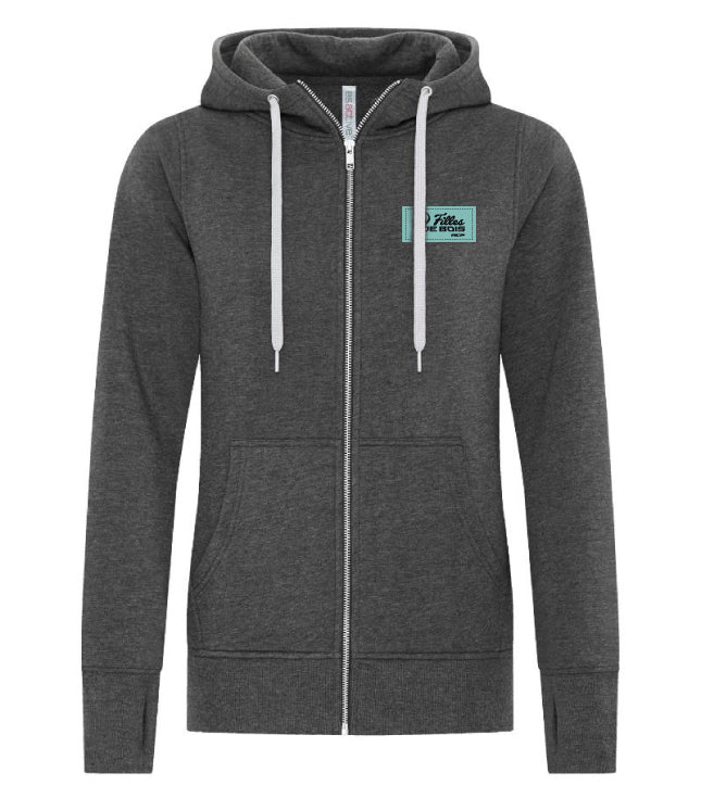 Hoodie à zip femme - Filles de bois - Écusson Bleu