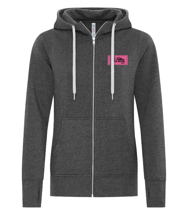 Hoodie à zip femme - Filles de bois - Écusson Rose