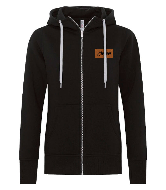 Hoodie à zip femme - ACP - Écusson Brun