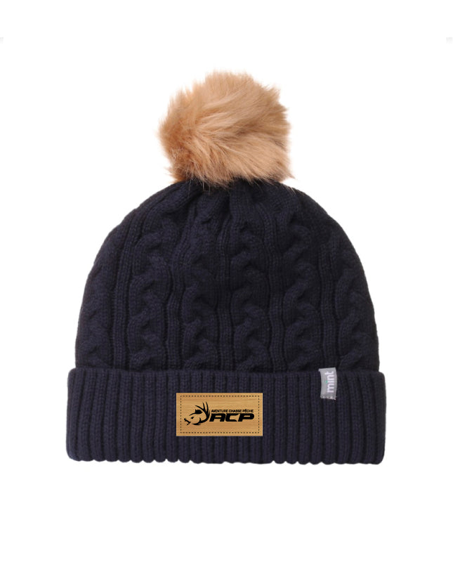 Tuque avec pompon ACP - Écusson couleur bambou