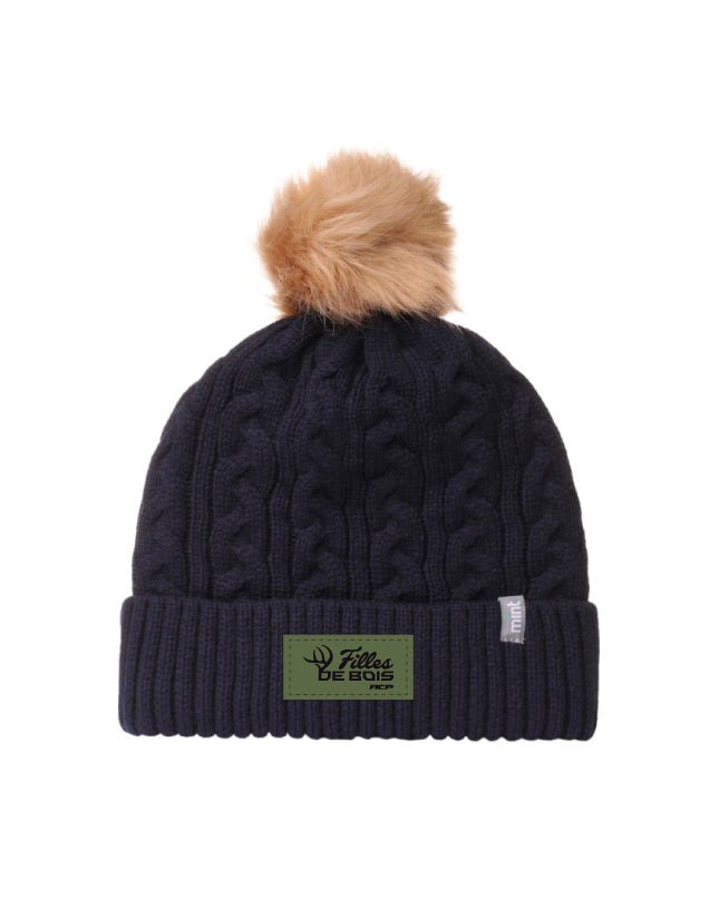 Tuque avec pompon Fille de bois - Écusson Vert