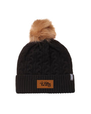 Tuque avec pompon Fille de bois - Écusson Brun