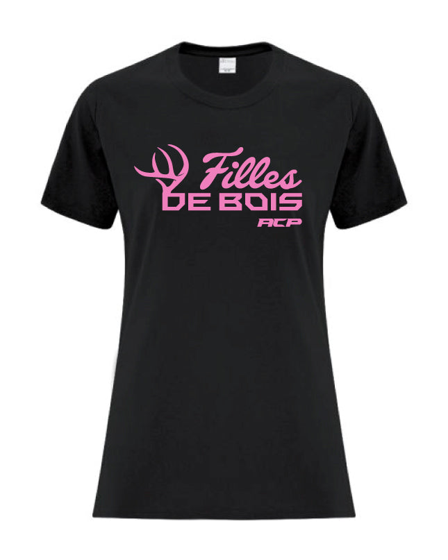 T-Shirt Filles de bois imprimé Rose au centre